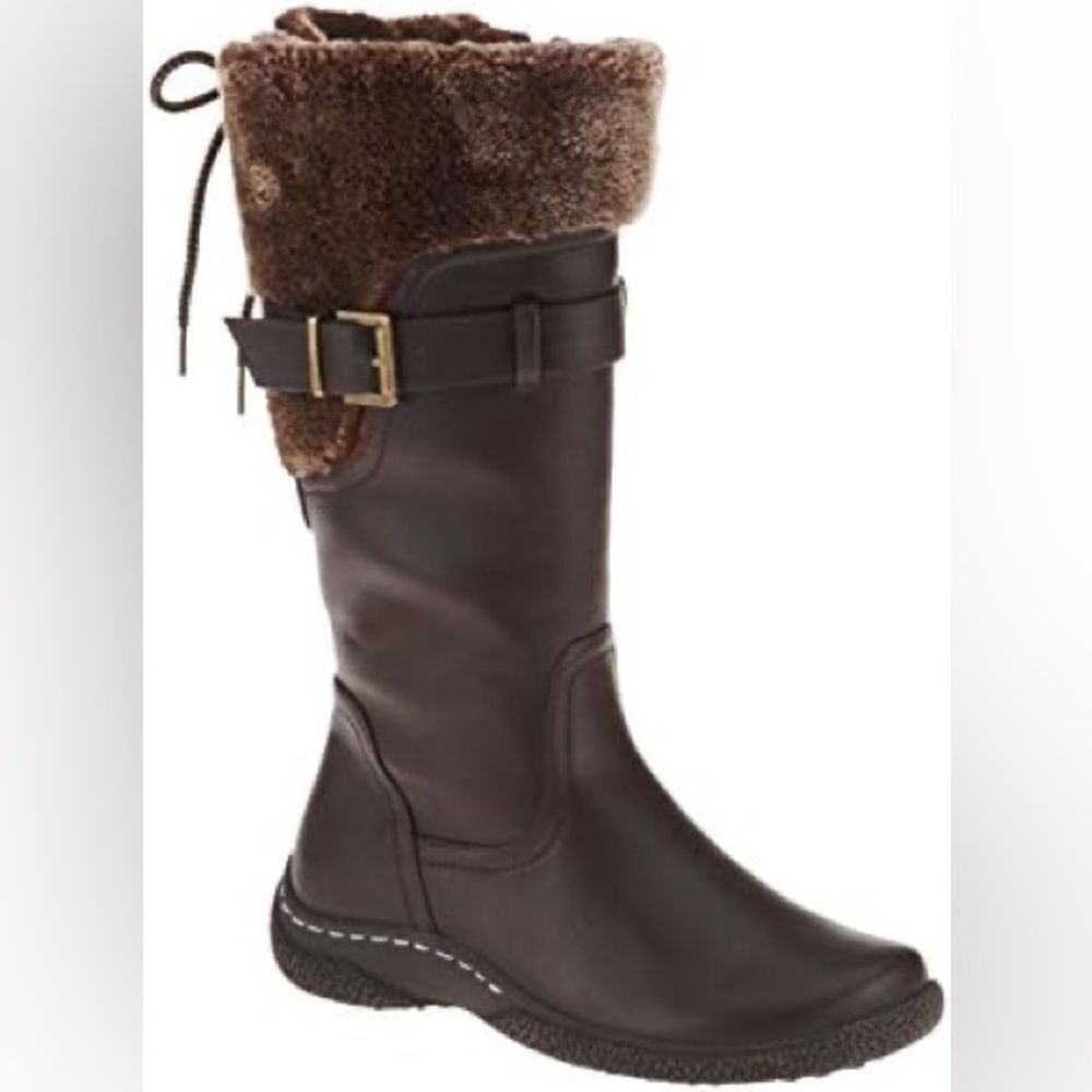 Wanderlust Belina Tall Brown Boot Faux Fur lined zip up size 6.5M